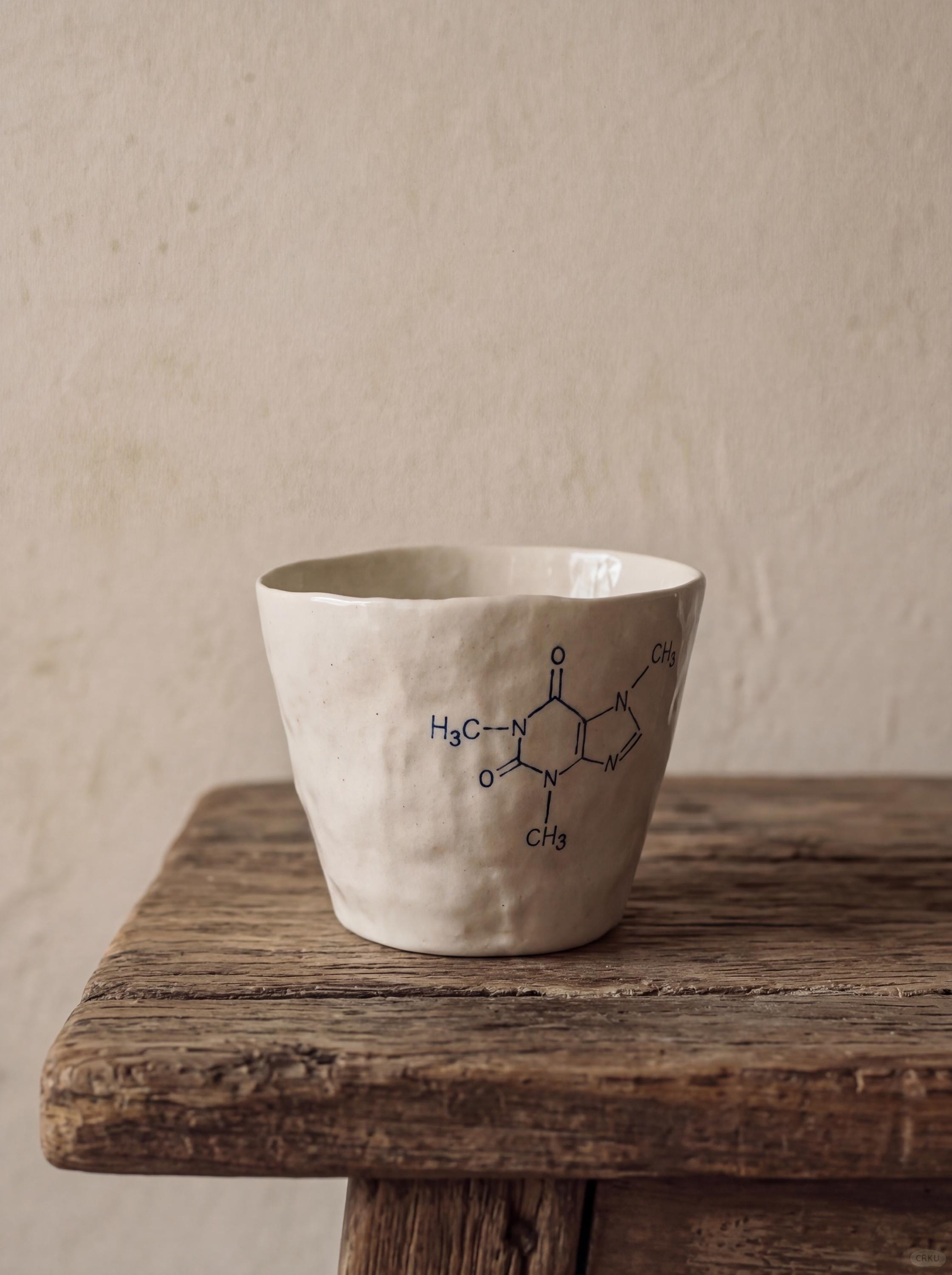 Caffeine Molecule Handbuilt Ceramic Mug 200-500ml, Handmade Chemistry Coffee Cup, Science Gift