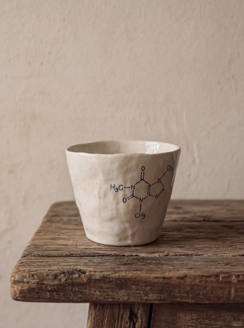 Caffeine Molecule Handbuilt Ceramic Mug 200-500ml, Handmade Chemistry Coffee Cup, Science Gift