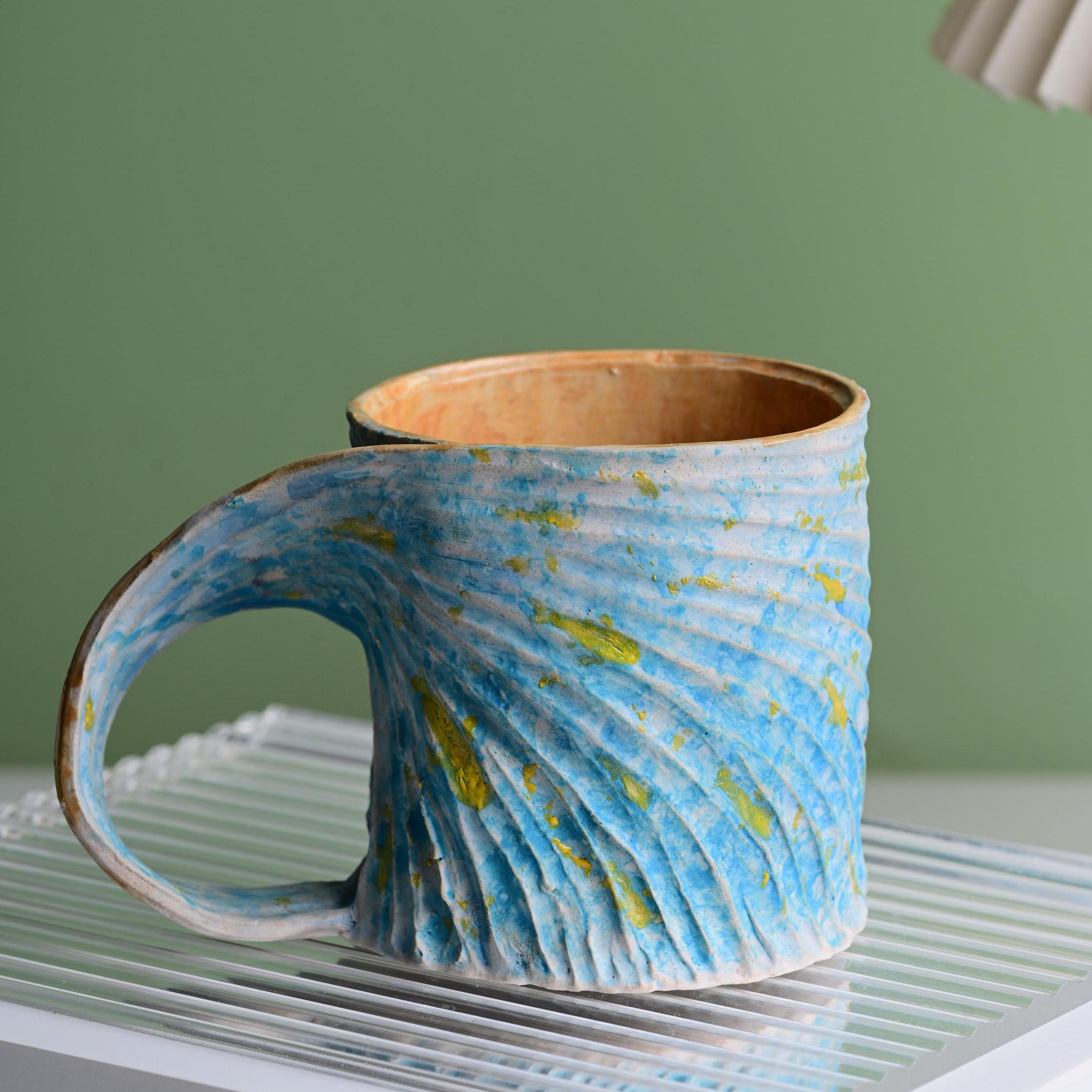 Handmade Mobius Ceramic Mug – Starry Night Blue Stoneware Coffee Cup