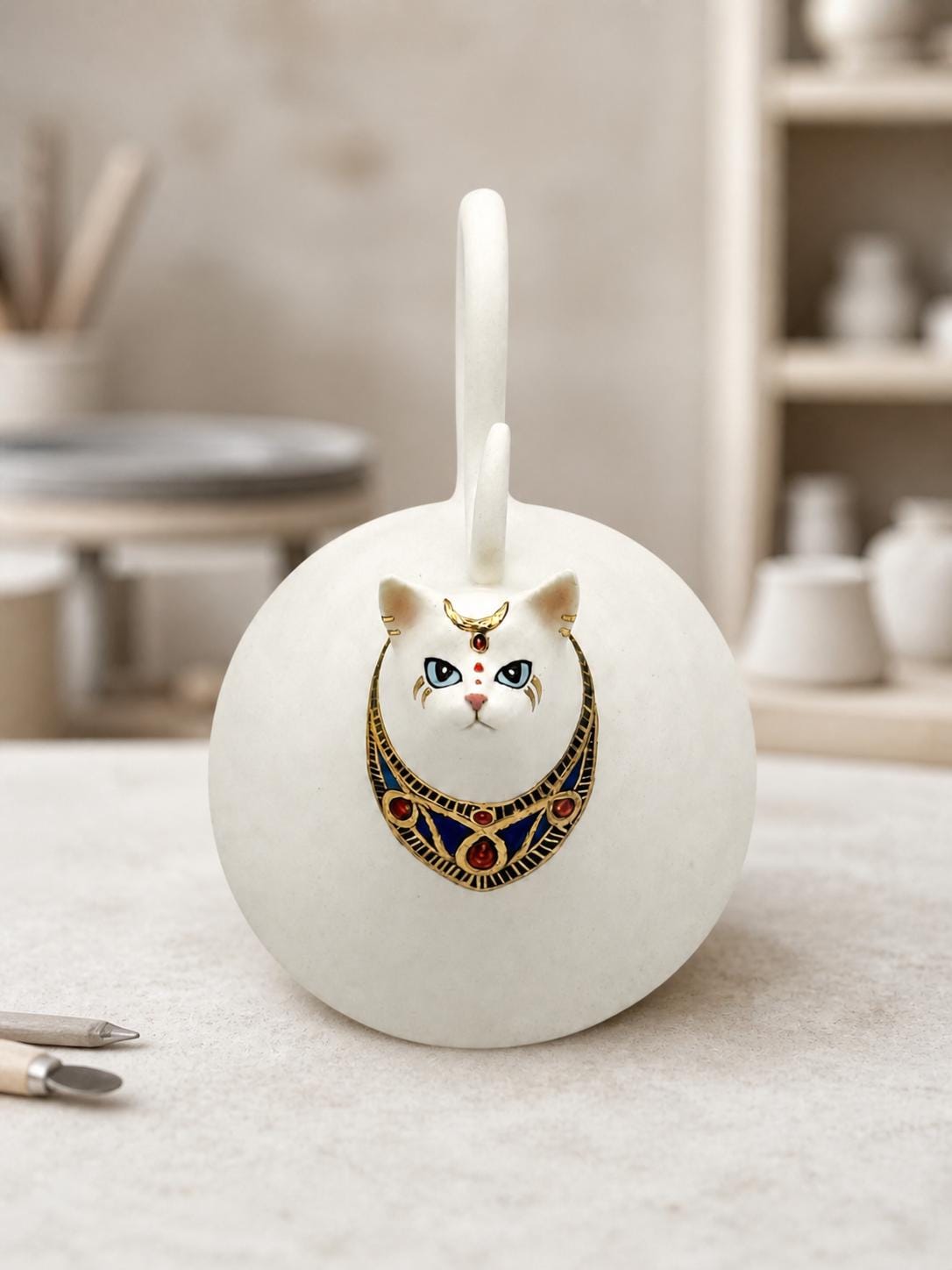 Custom 3D Cat Sculpture Mug, Personalized Pet Portrait Tea Cup, Porcelain Espresso Cup