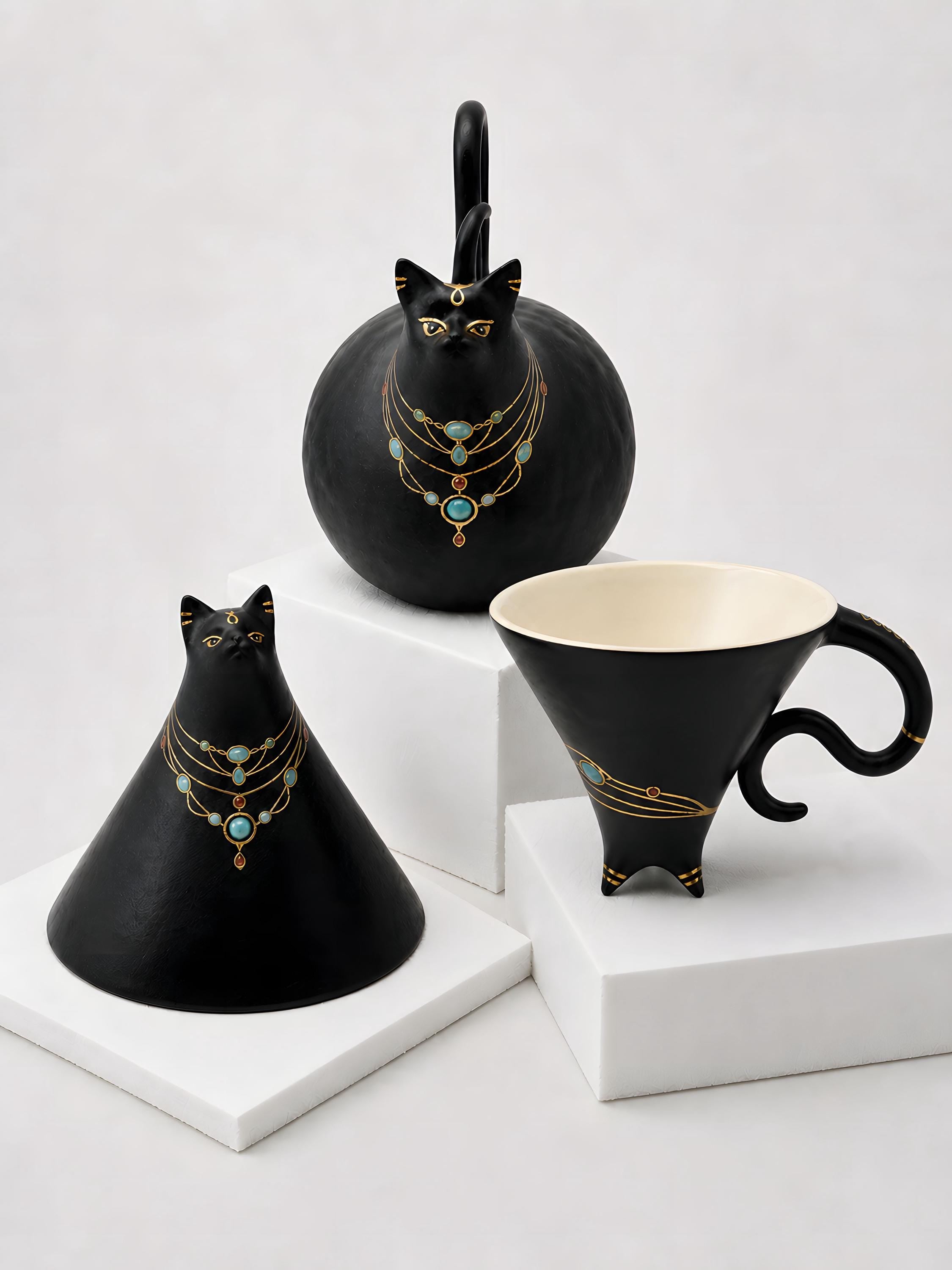 Custom 3D Cat Sculpture Mug, Personalized Pet Portrait Tea Cup, Porcelain Espresso Cup