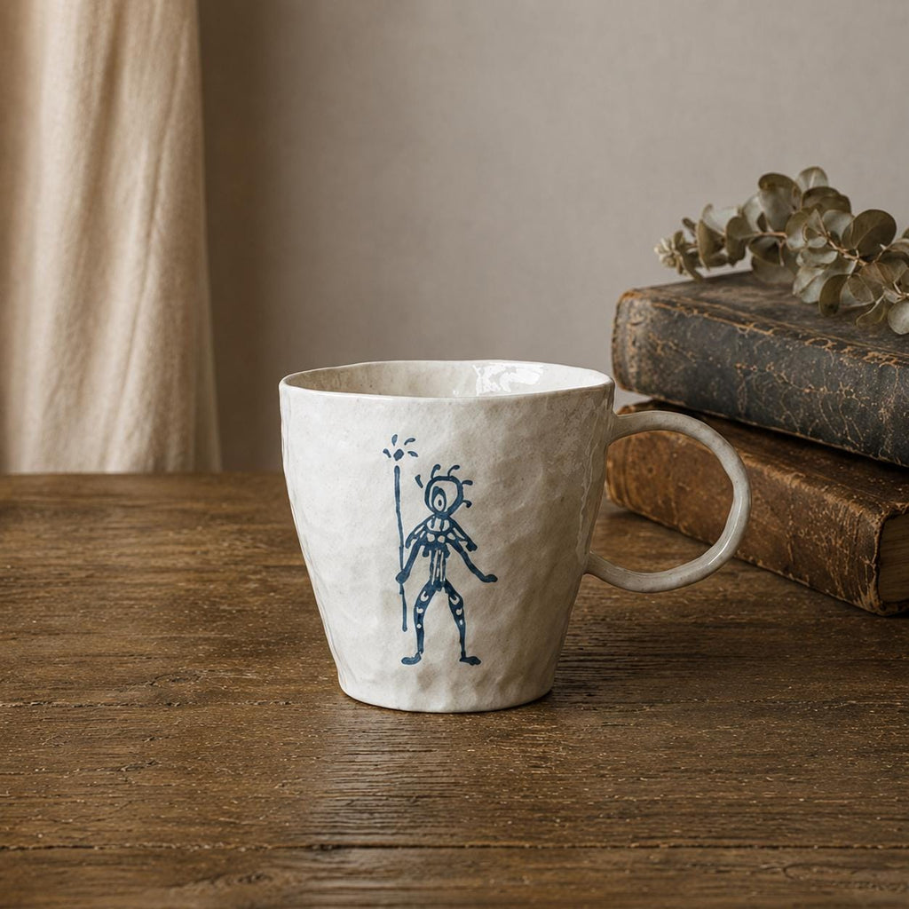 Handmade Ceramic Mug – Tribal art,Primitive Figure, Cave Art Inspired Coffee Cup