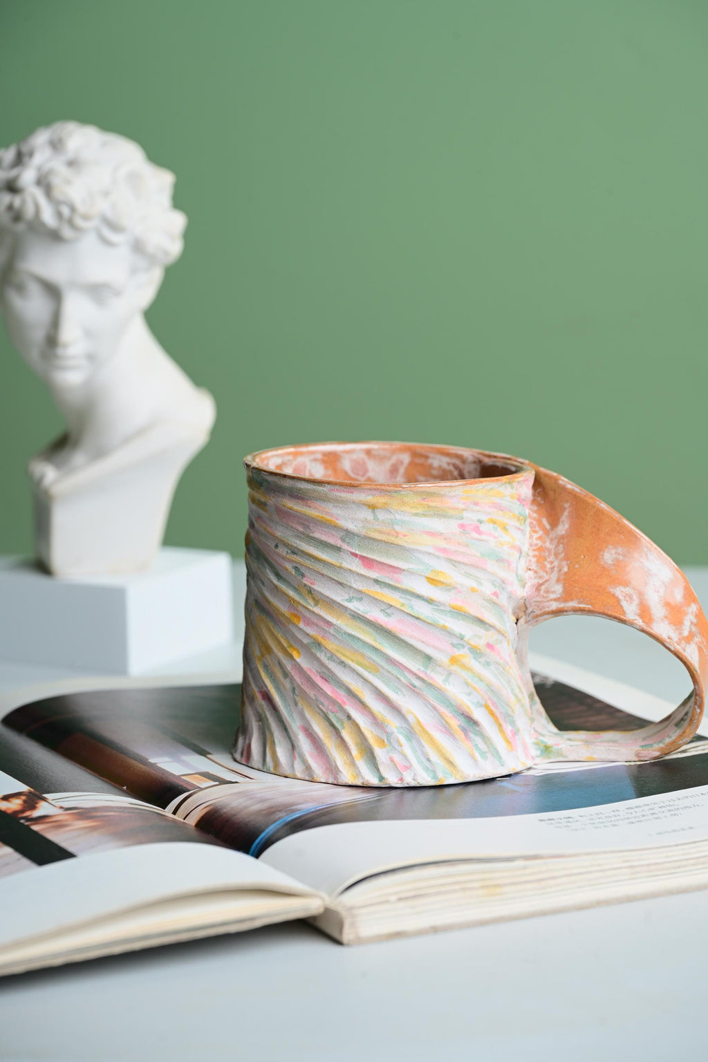Mobius - Candy Macaron Handmade Ceramic Mug, Colorful Sculptural Coffee Cup, Unique Pottery Gift