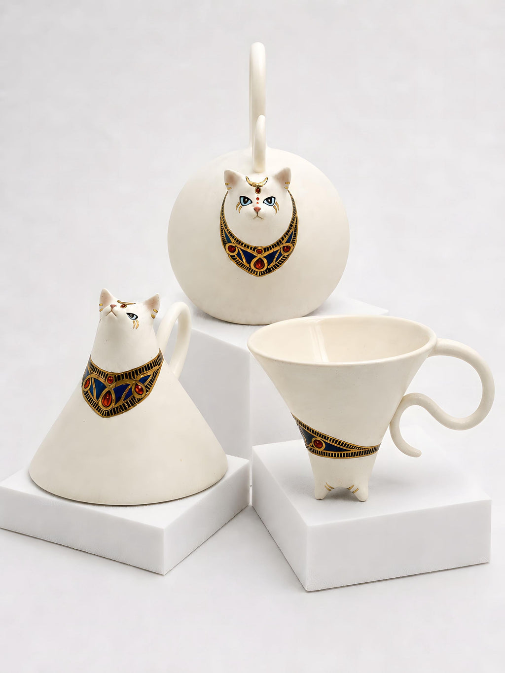 Custom 3D Cat Sculpture Mug, Personalized Pet Portrait Tea Cup, Porcelain Espresso Cup