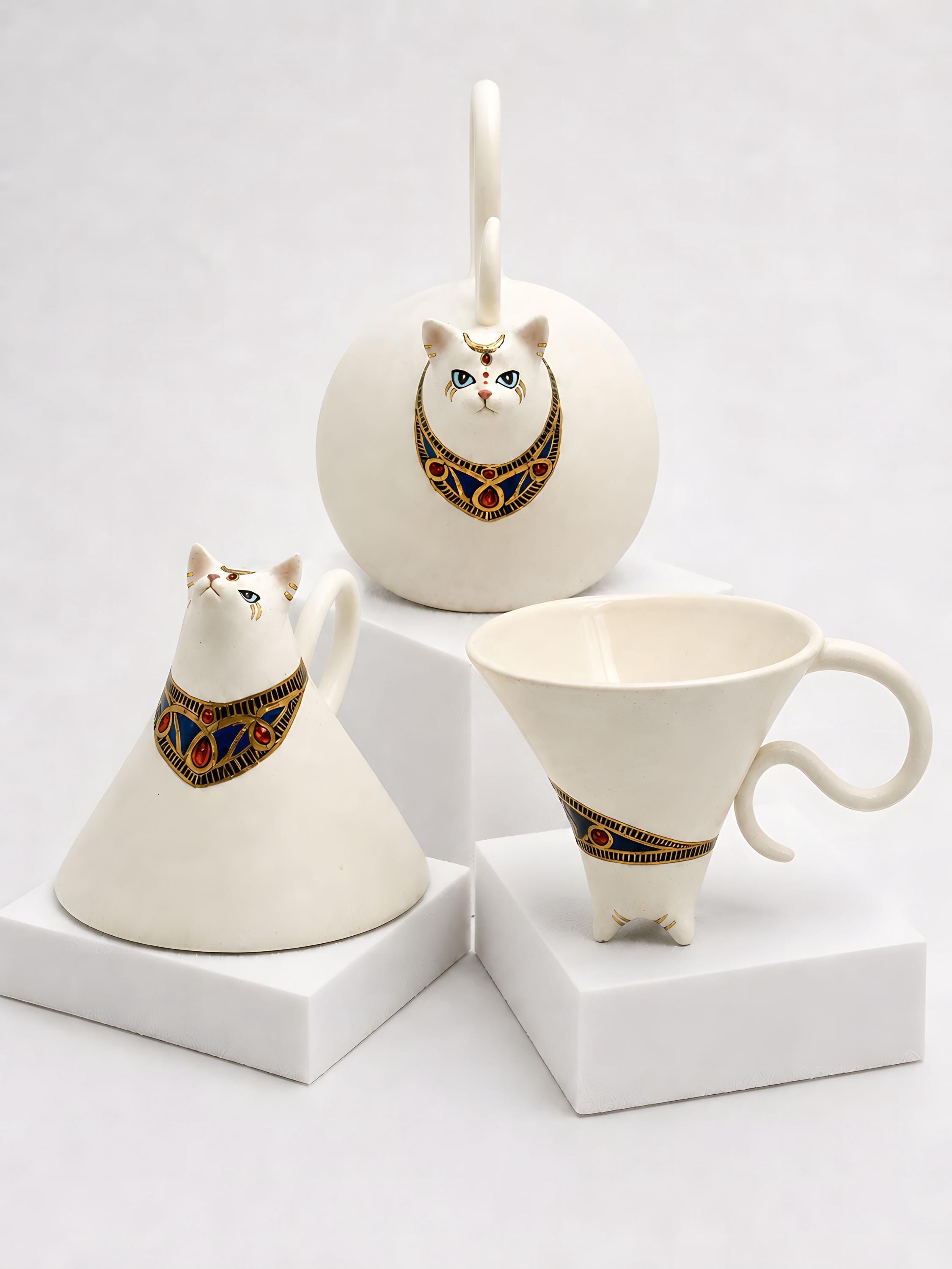 Custom 3D Cat Sculpture Mug, Personalized Pet Portrait Tea Cup, Porcelain Espresso Cup
