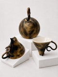 Upside Down Pet Ceramic Mug – Handmade Pet Coffee Cup with Cat/Dog Face Base