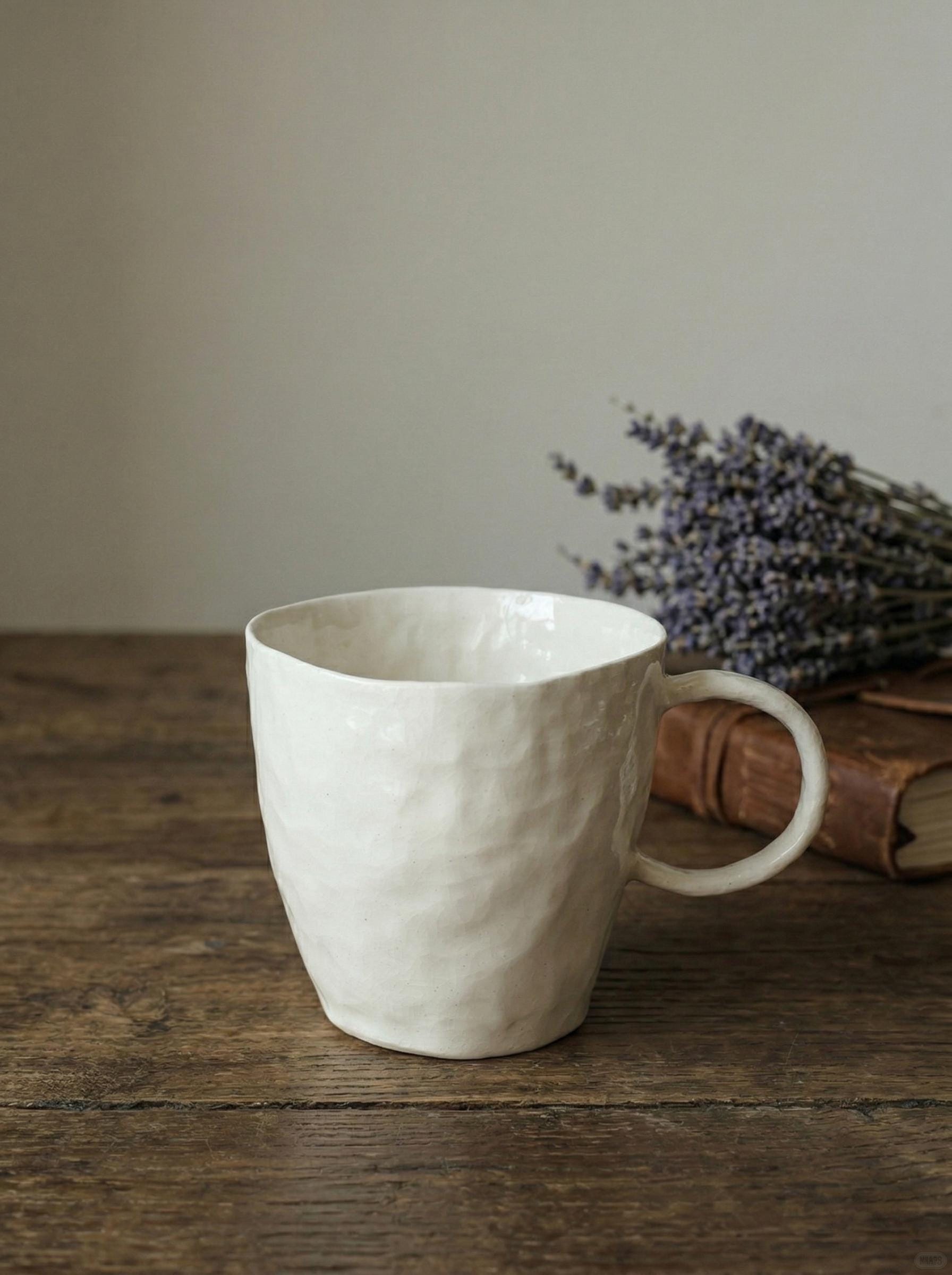 Handcrafted Ceramic Cat Mugs: Minimalist Reading Cat Pottery Coffee Cup