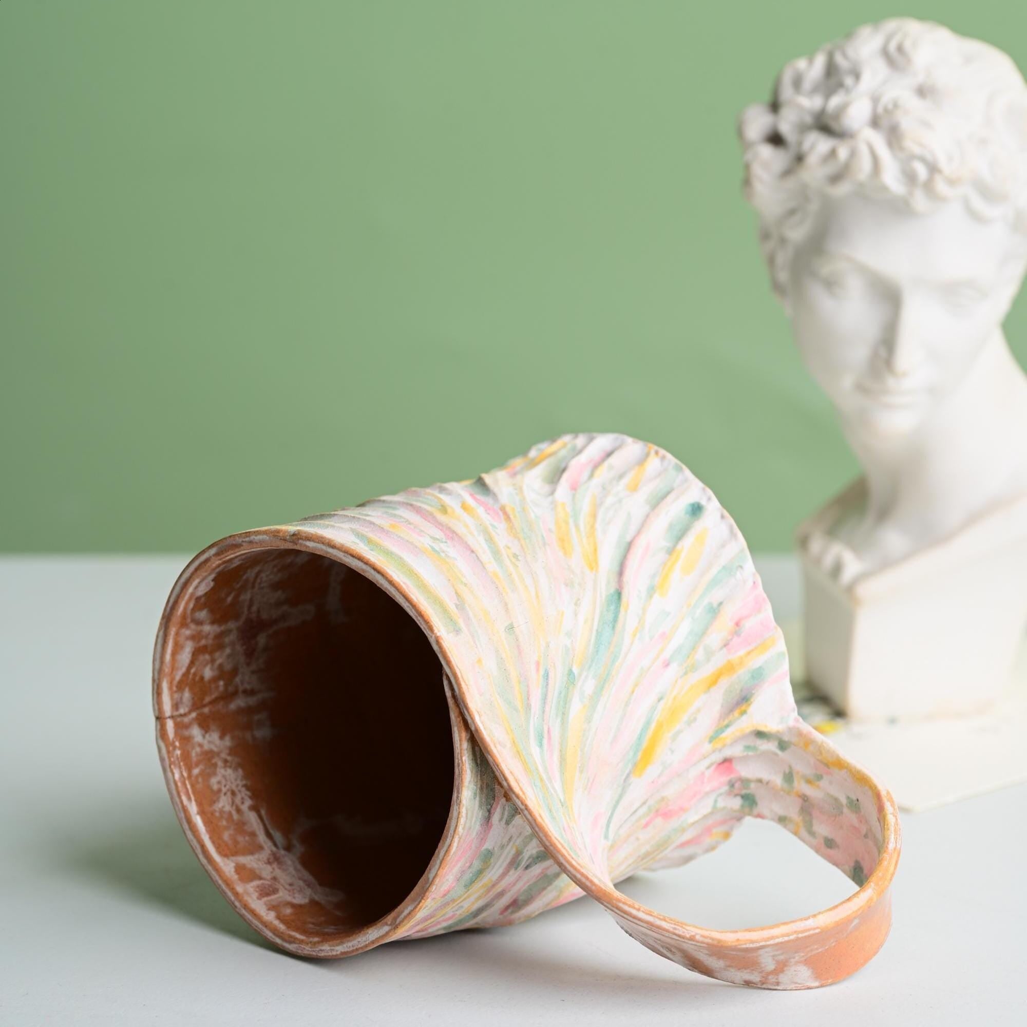 Mobius - Candy Macaron Handmade Ceramic Mug, Colorful Sculptural Coffee Cup, Unique Pottery Gift