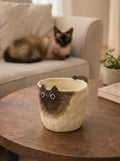 Hand-painted Cat Mug with Tail Handle, Unique for Dog Lover, Personalized Pet Gift