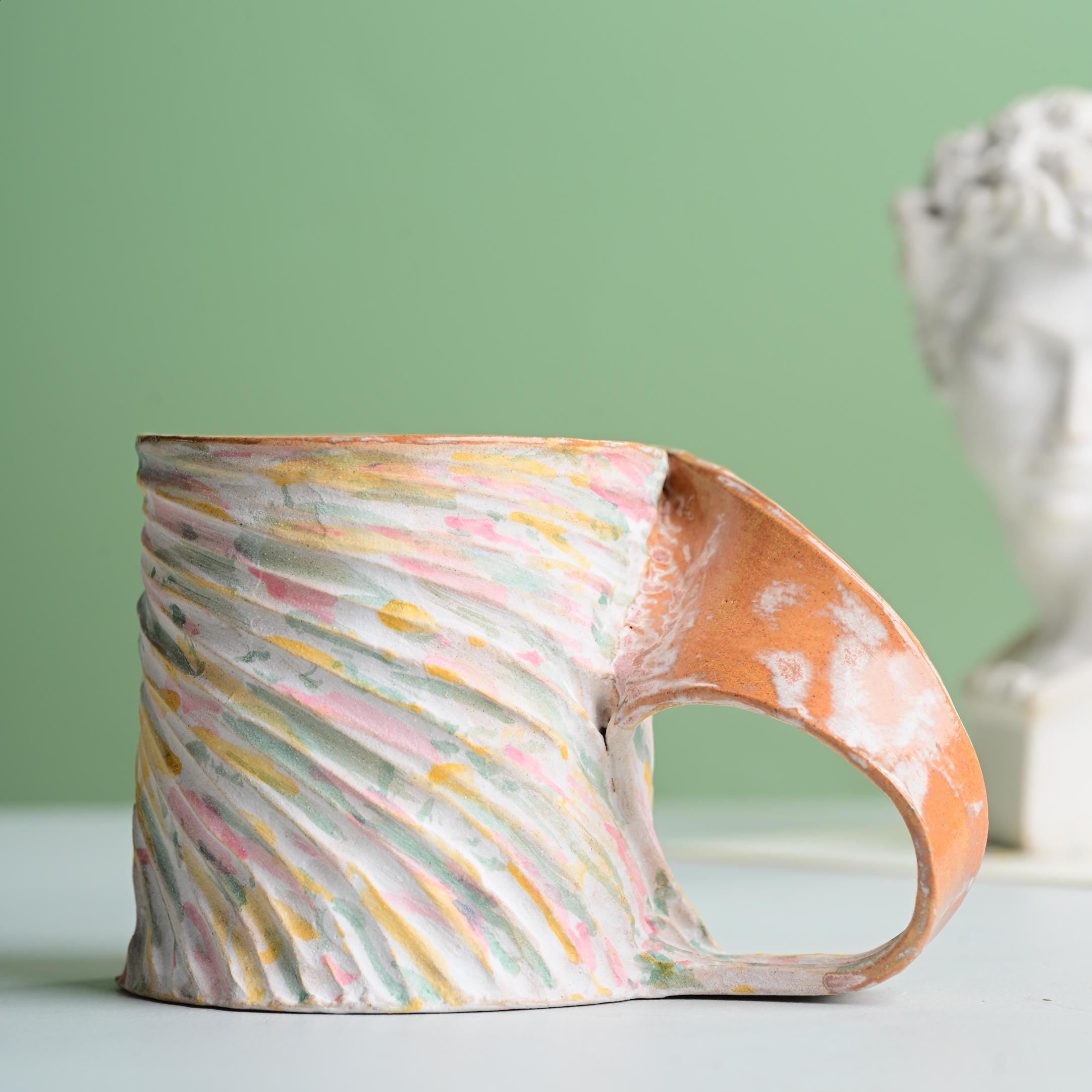 Mobius - Candy Macaron Handmade Ceramic Mug, Colorful Sculptural Coffee Cup, Unique Pottery Gift