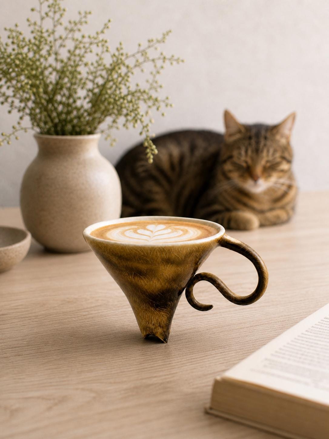 Upside Down Pet Ceramic Mug – Handmade Pet Coffee Cup with Cat/Dog Face Base