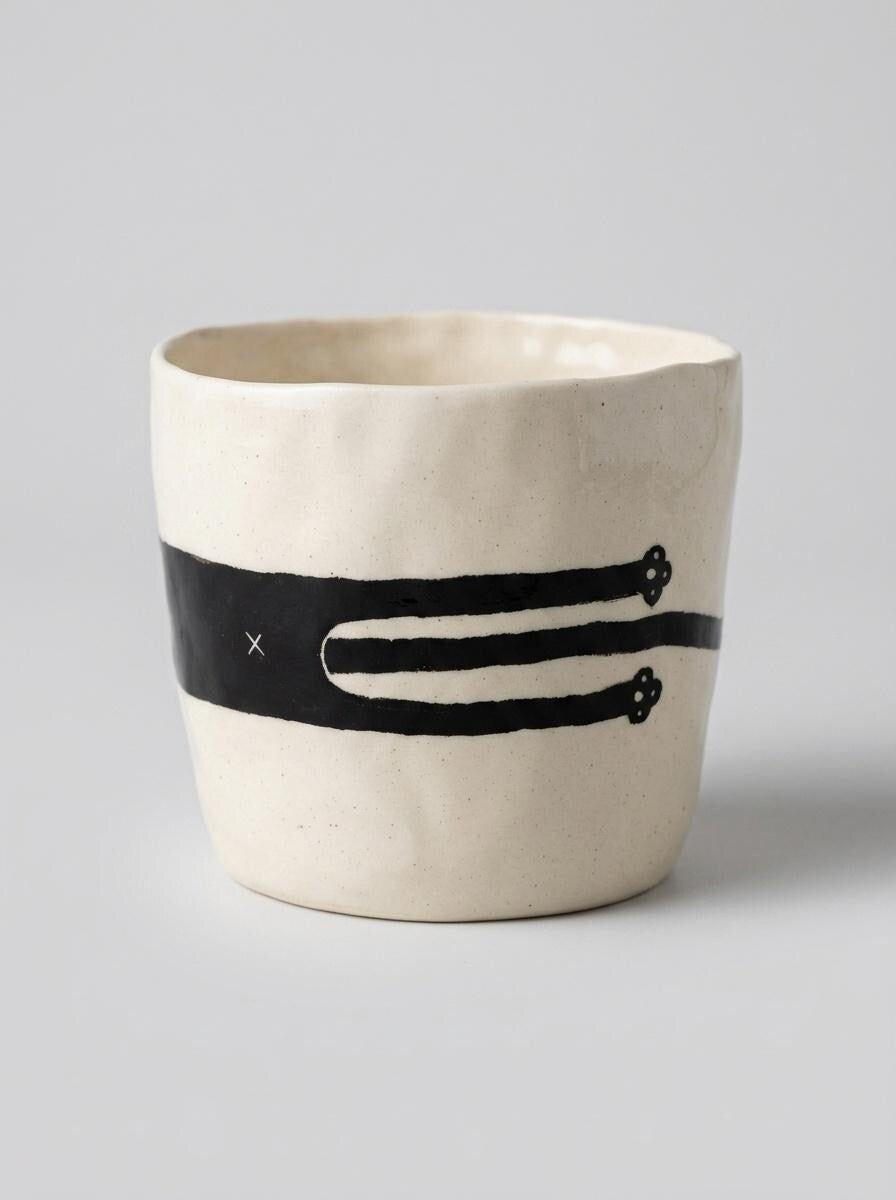 Handmade Ceramic Kitty Mug and Coaster Set