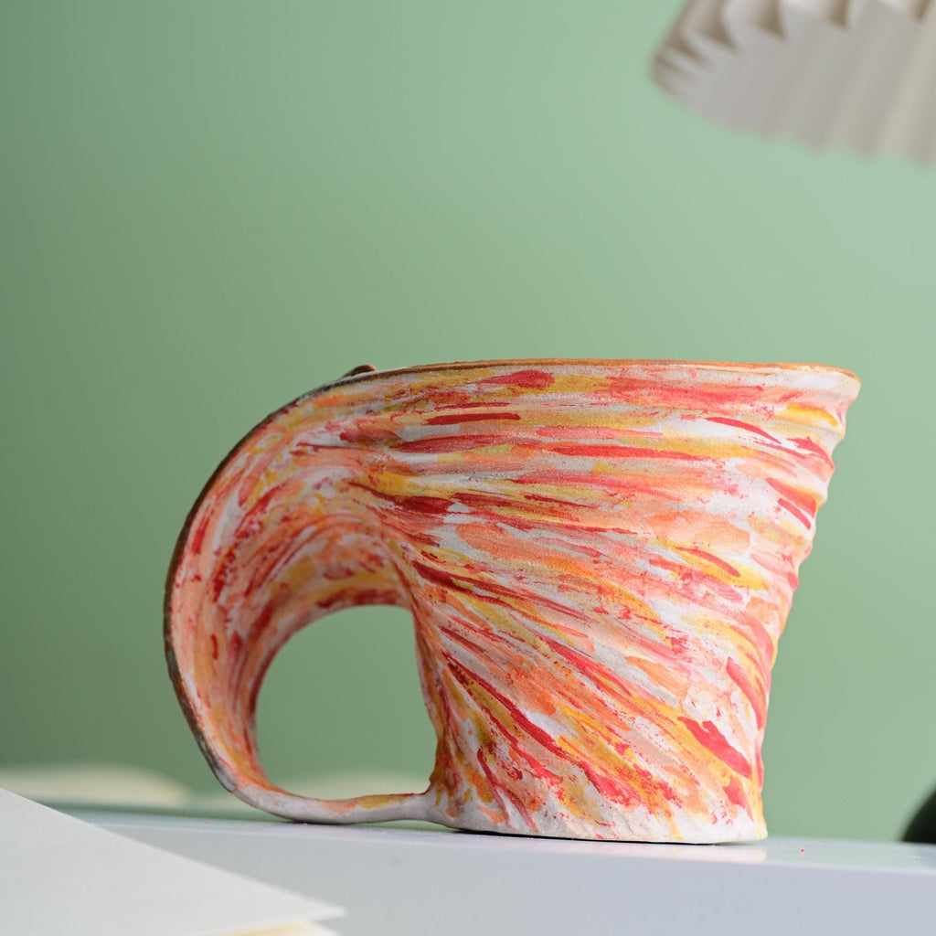 Mobius - Candy Macaron Handmade Ceramic Mug, Colorful Sculptural Coffee Cup, Unique Pottery Gift