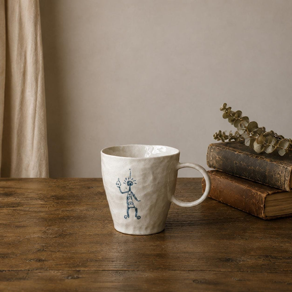 Handmade Ceramic Mug – Tribal art,Primitive Figure, Cave Art Inspired Coffee Cup
