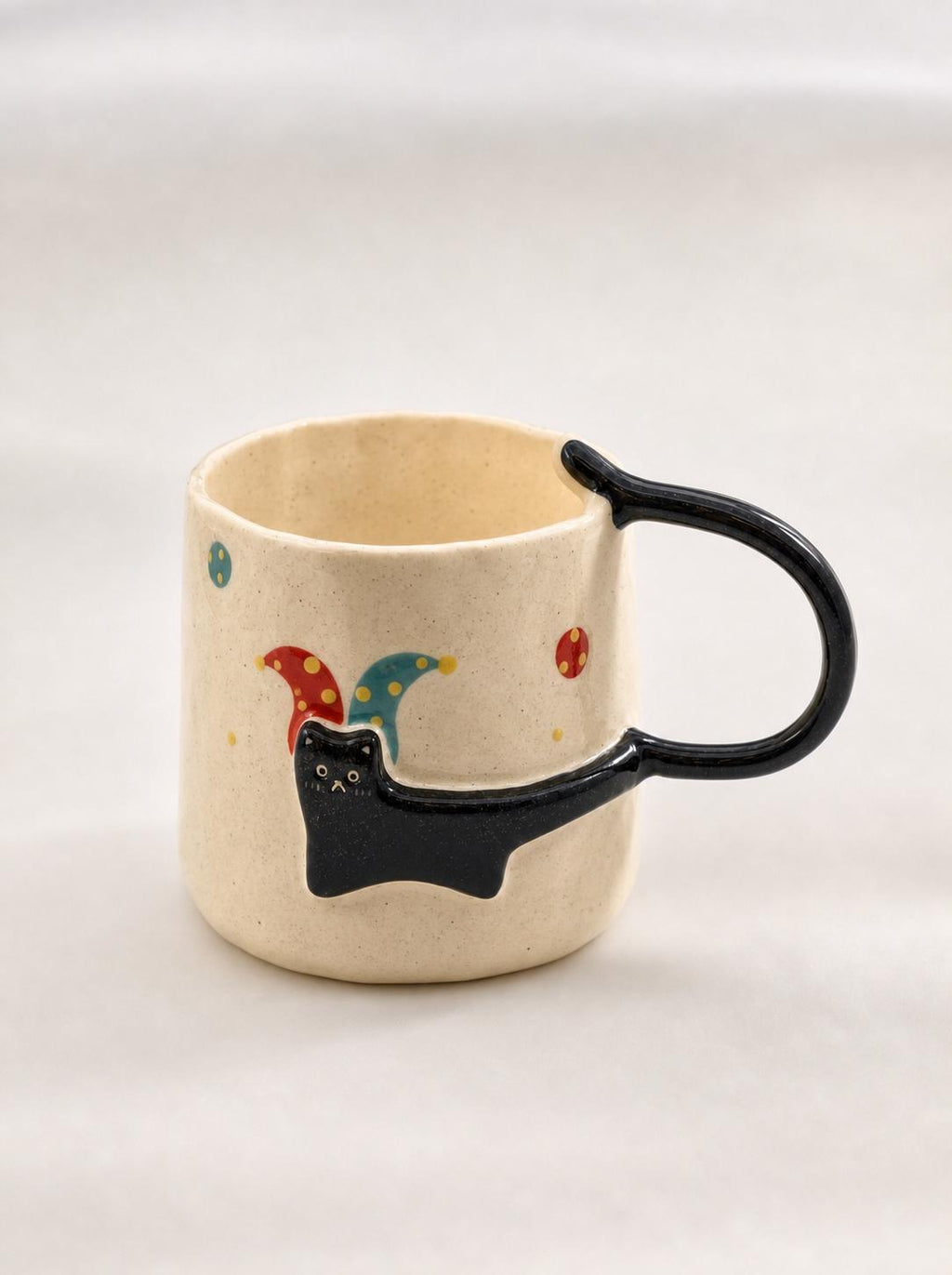 Handmade Cat Tail Mug, Custom Pet Portrait, Halloween Theme Ceramic Cup