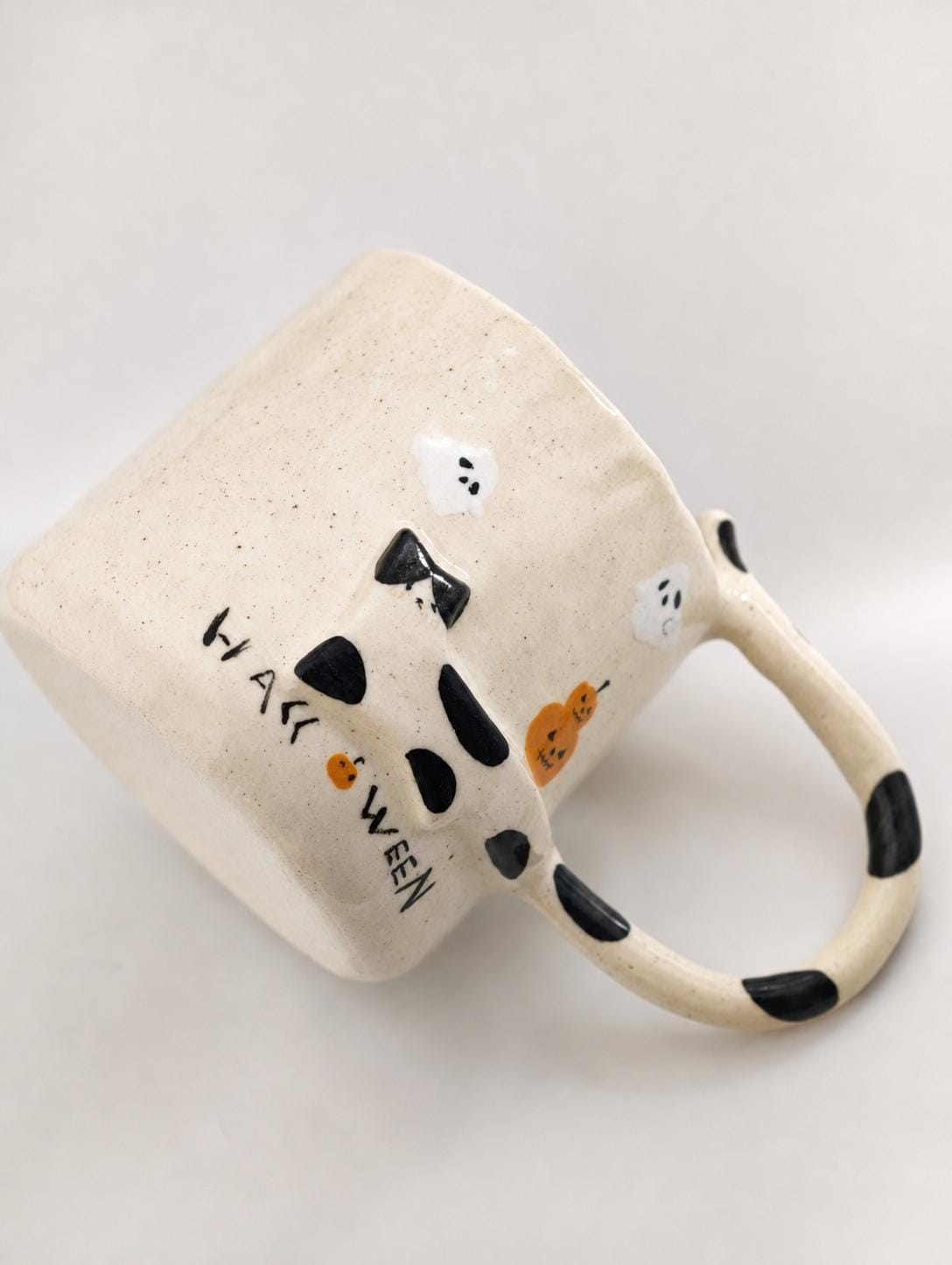 Custom Birthday Cat Mug, Handmade Ceramic Cat Tail Cup, Personalized Pet Gift
