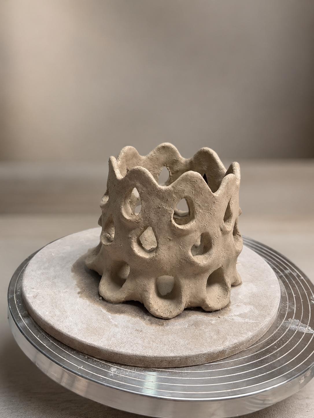 Handmade Ceramic Cutout Tealight Holder, Rustic White Candle Lantern
