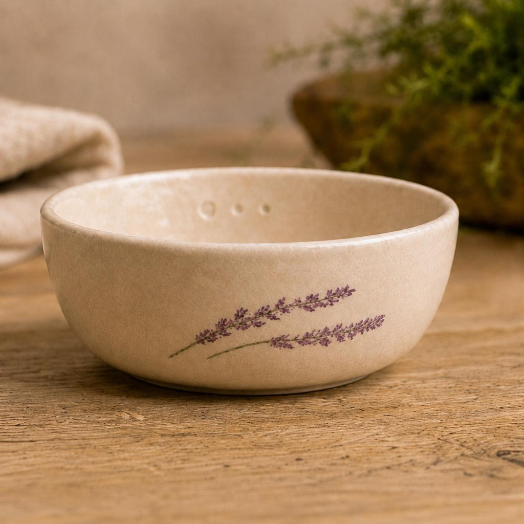 Botanical Ceramic Herb Stripper Bowl, Garlic Grater Kitchen Tool