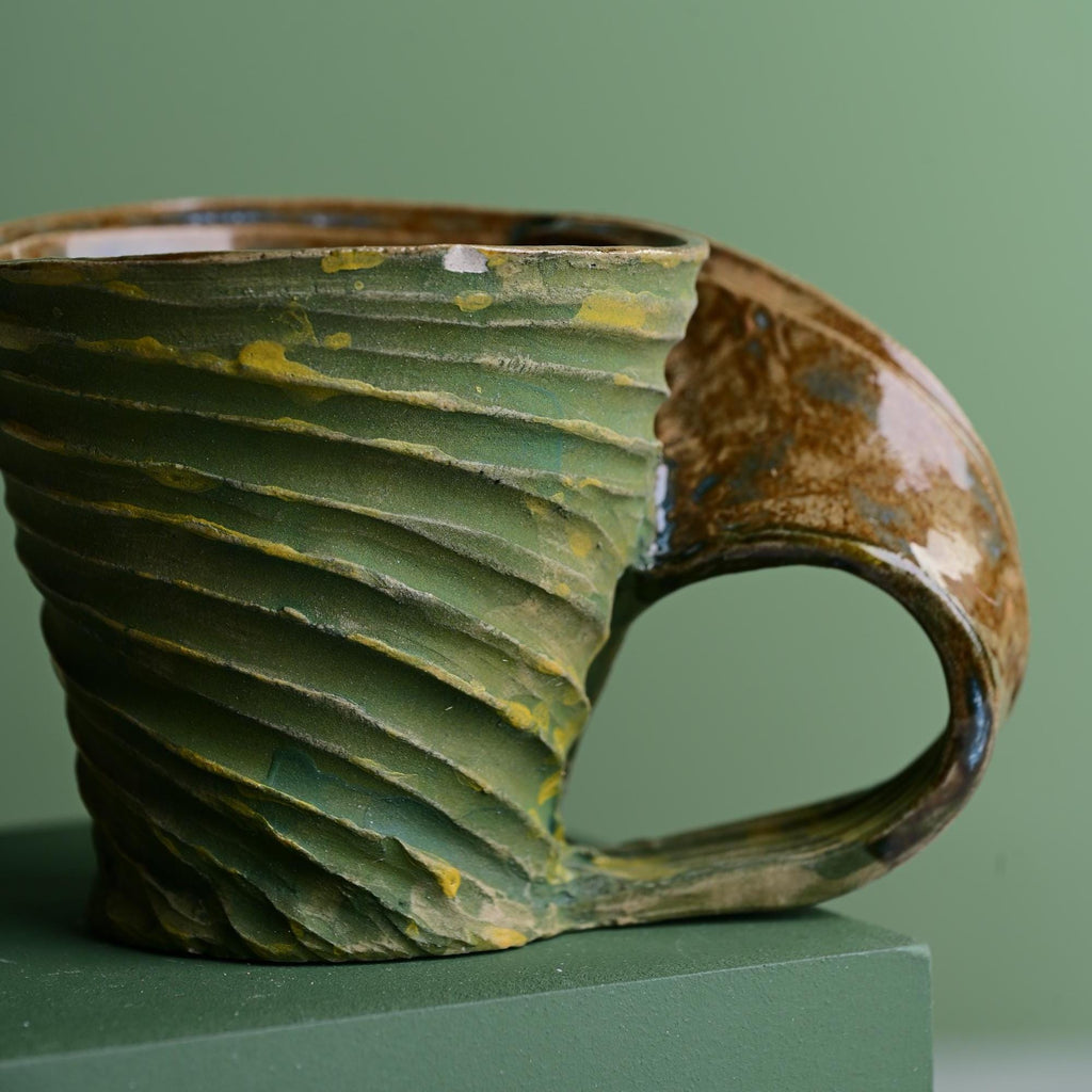 Handmade Mobius Ceramic Mug – Starry Night Blue Stoneware Coffee Cup