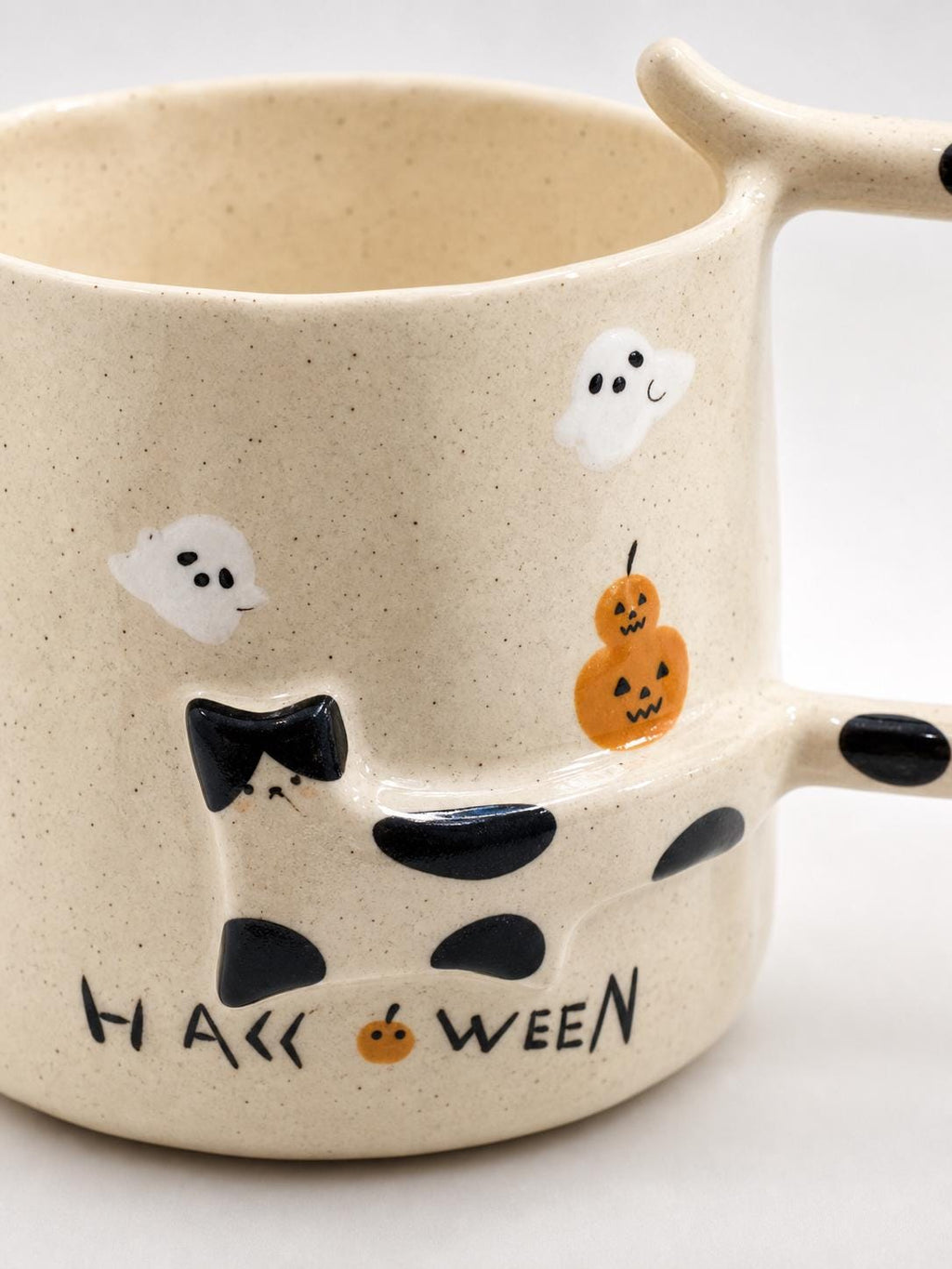 Custom Birthday Cat Mug, Handmade Ceramic Cat Tail Cup, Personalized Pet Gift
