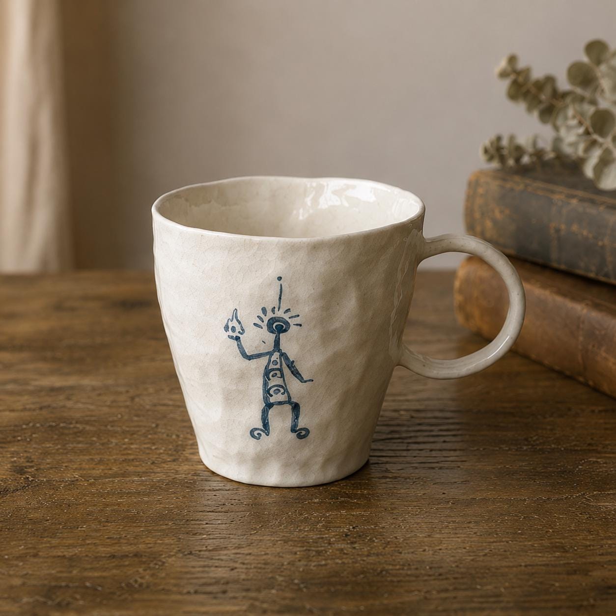 Handmade Ceramic Mug – Tribal art,Primitive Figure, Cave Art Inspired Coffee Cup