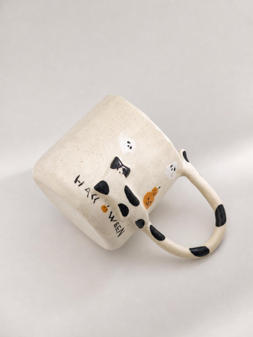 Custom Birthday Cat Mug, Handmade Ceramic Cat Tail Cup, Personalized Pet Gift