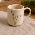 Handmade Ceramic Fern Mug | Botanical Imprint Coffee Cup, Speckled Beige Pottery