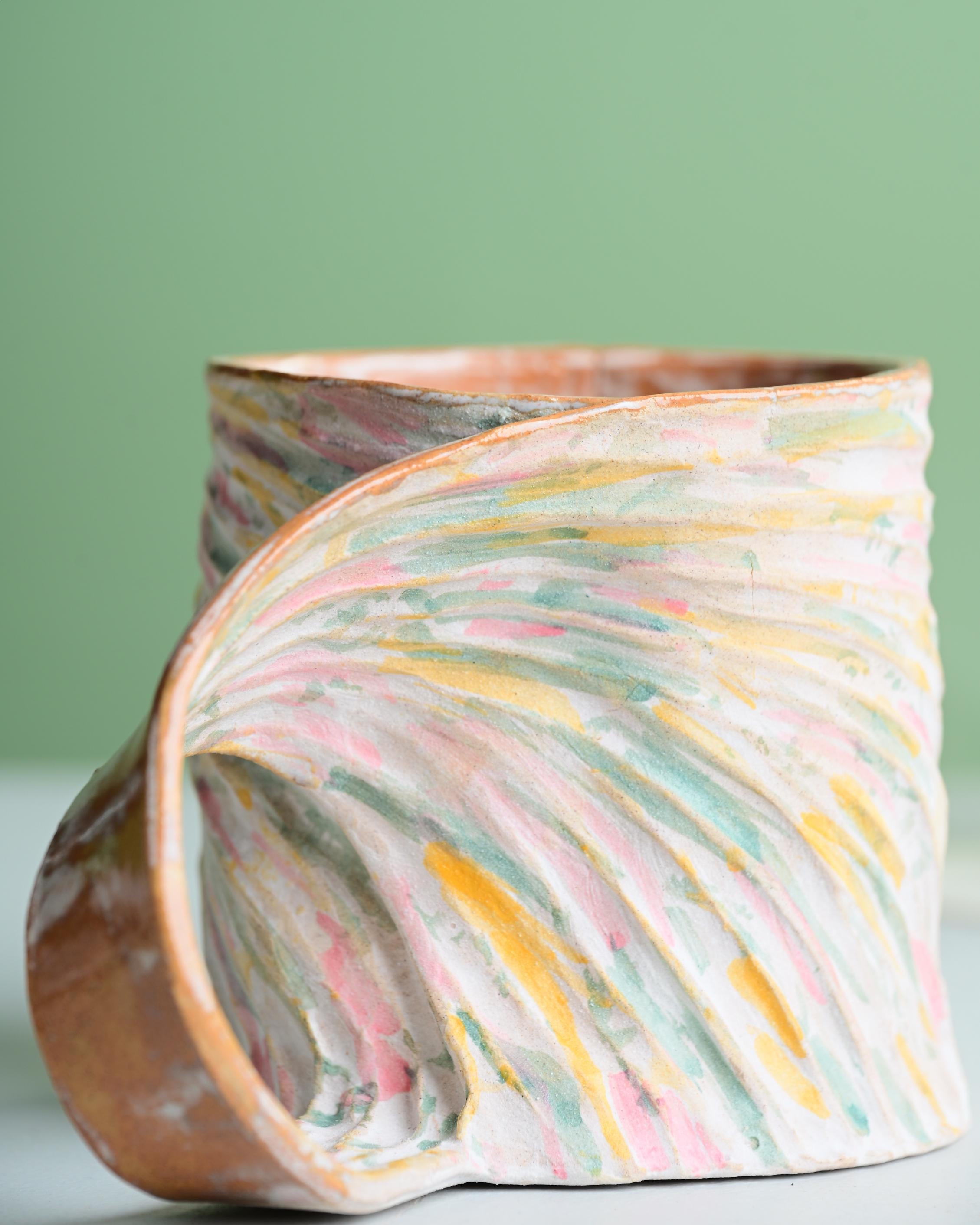 Mobius - Candy Macaron Handmade Ceramic Mug, Colorful Sculptural Coffee Cup, Unique Pottery Gift