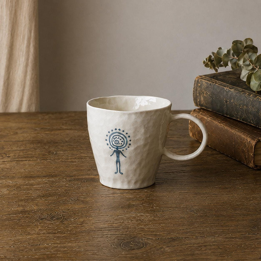 Handmade Ceramic Mug – Tribal art,Primitive Figure, Cave Art Inspired Coffee Cup