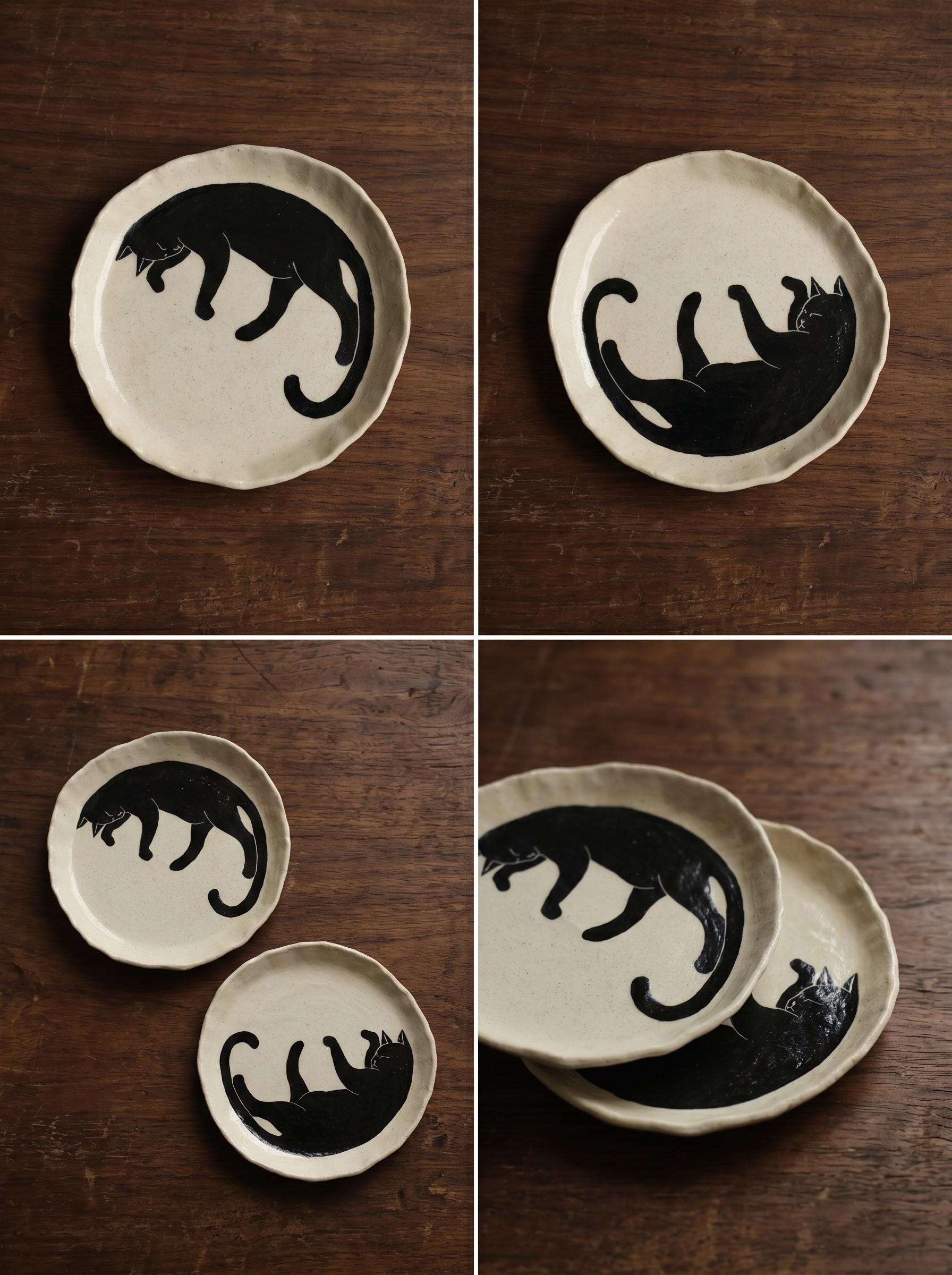 Handmade Ceramic Kitty Mug and Coaster Set