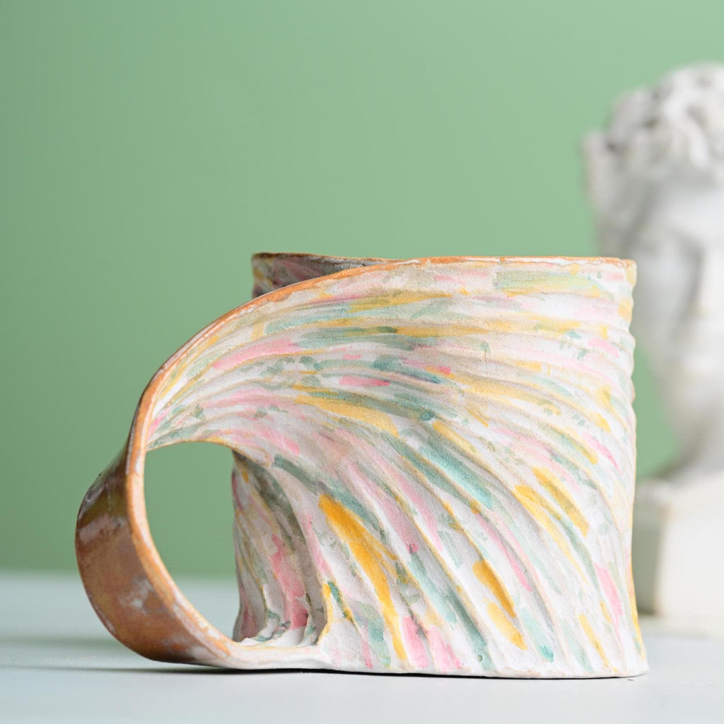 Mobius - Candy Macaron Handmade Ceramic Mug, Colorful Sculptural Coffee Cup, Unique Pottery Gift