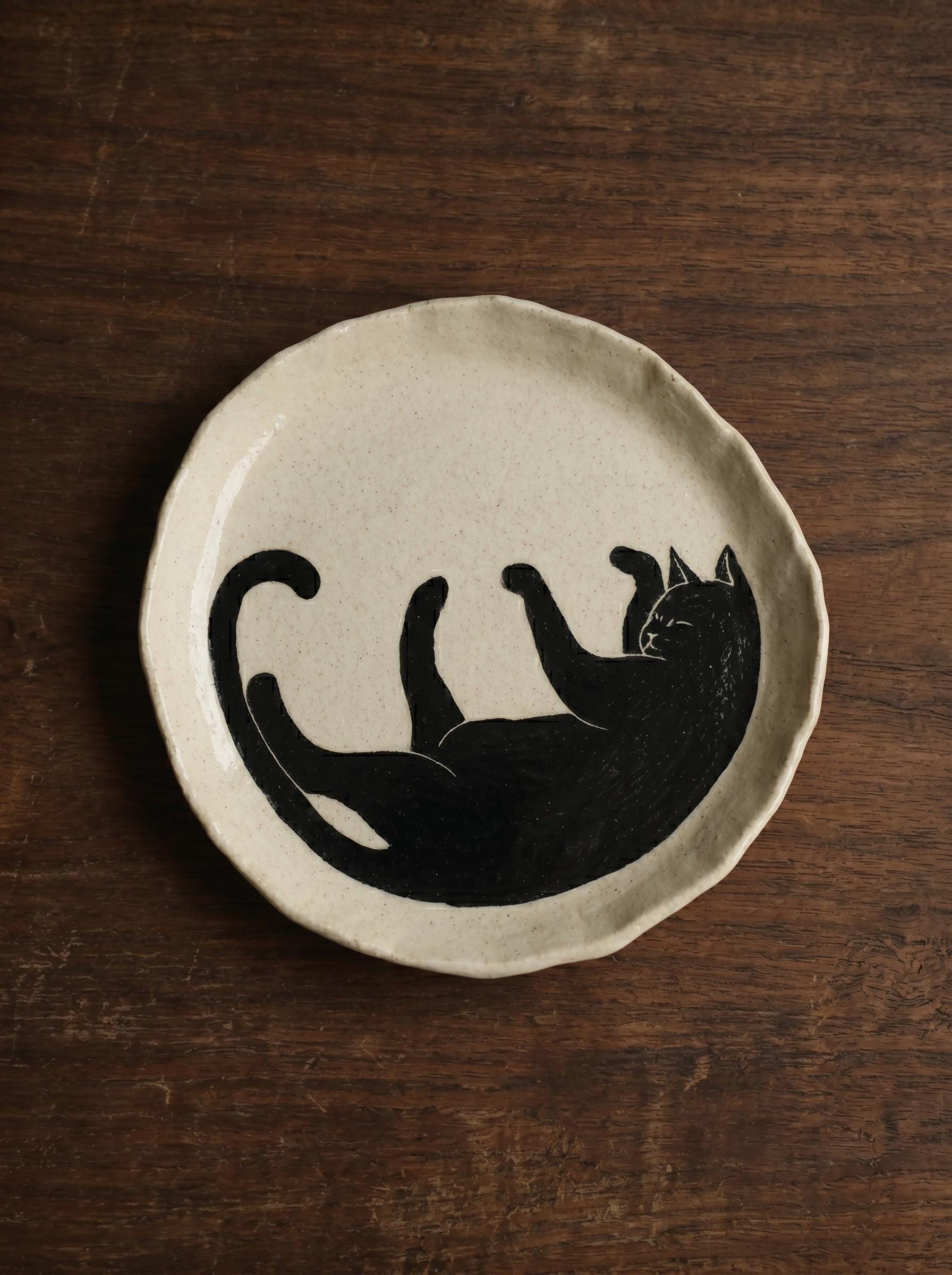 Handmade Ceramic Kitty Mug and Coaster Set