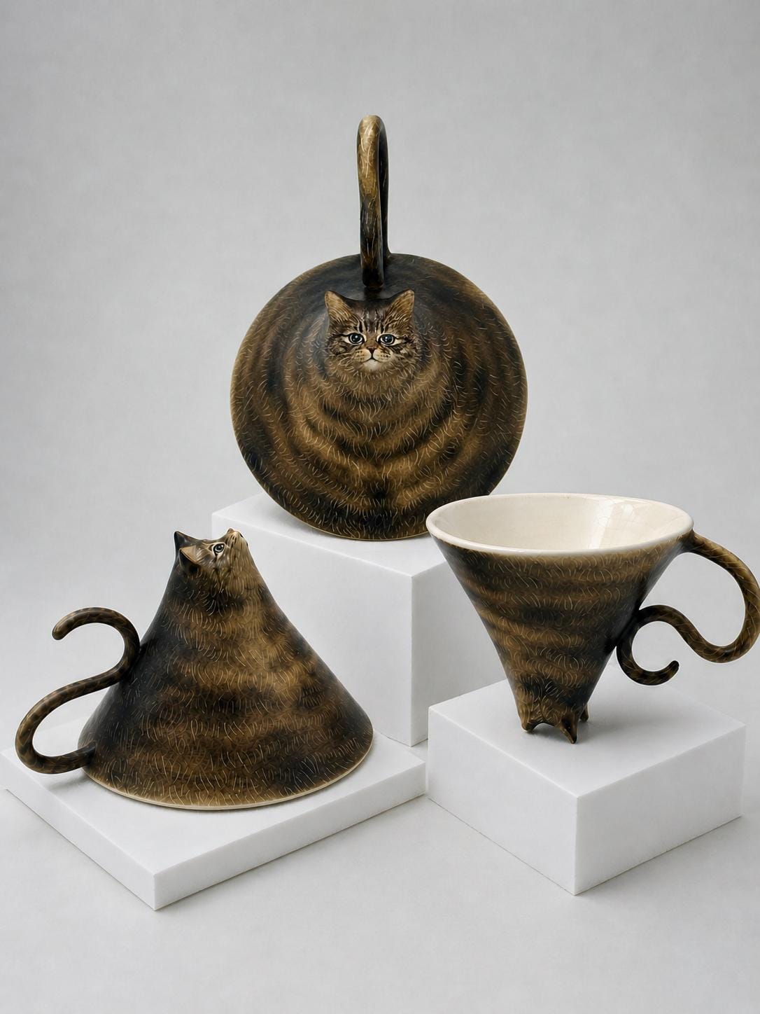 Custom Cat Portrait Ceramic Mug, Handmade 3D Sculpture Cup, Personalized Pet Coffee Mug