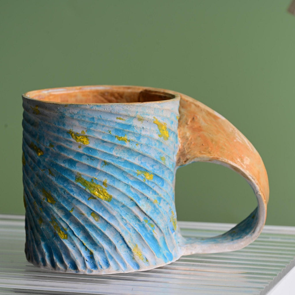 Handmade Mobius Ceramic Mug – Starry Night Blue Stoneware Coffee Cup