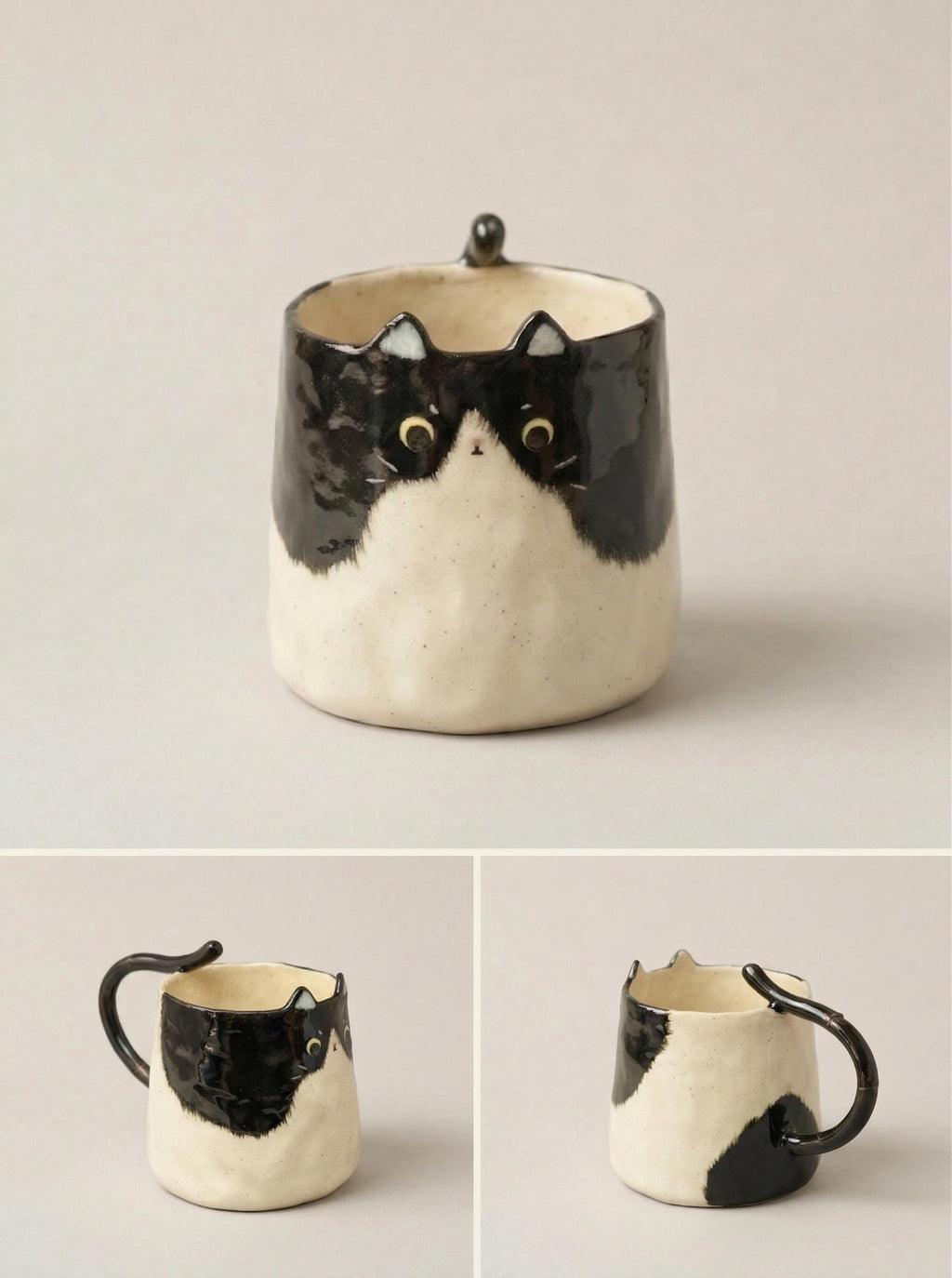Custom Cat Portrait Ceramic Mug, Handmade Pet Pottery Art, Personalized Pet Gift