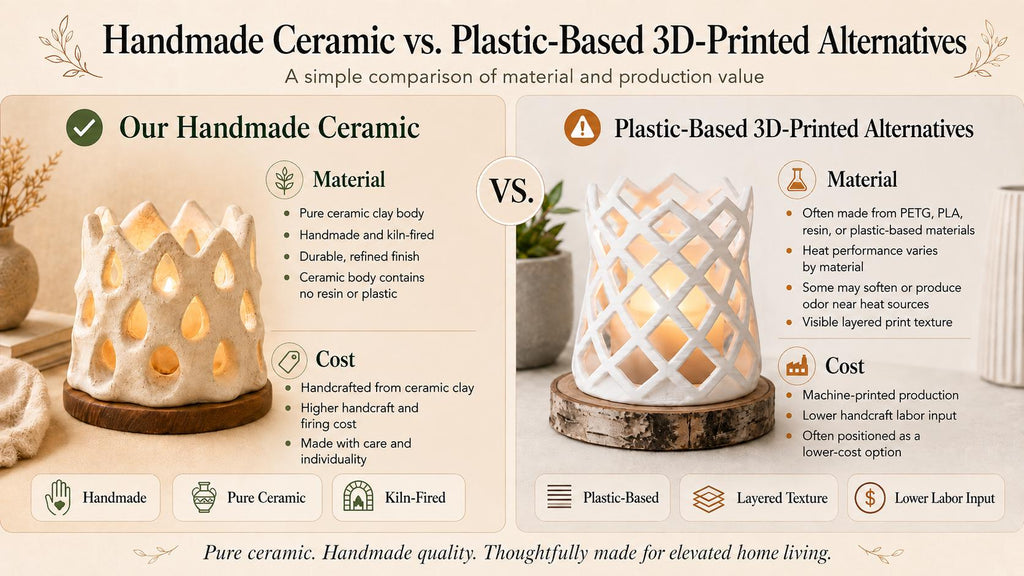 Handmade Ceramic Cutout Tealight Holder, Rustic White Candle Lantern