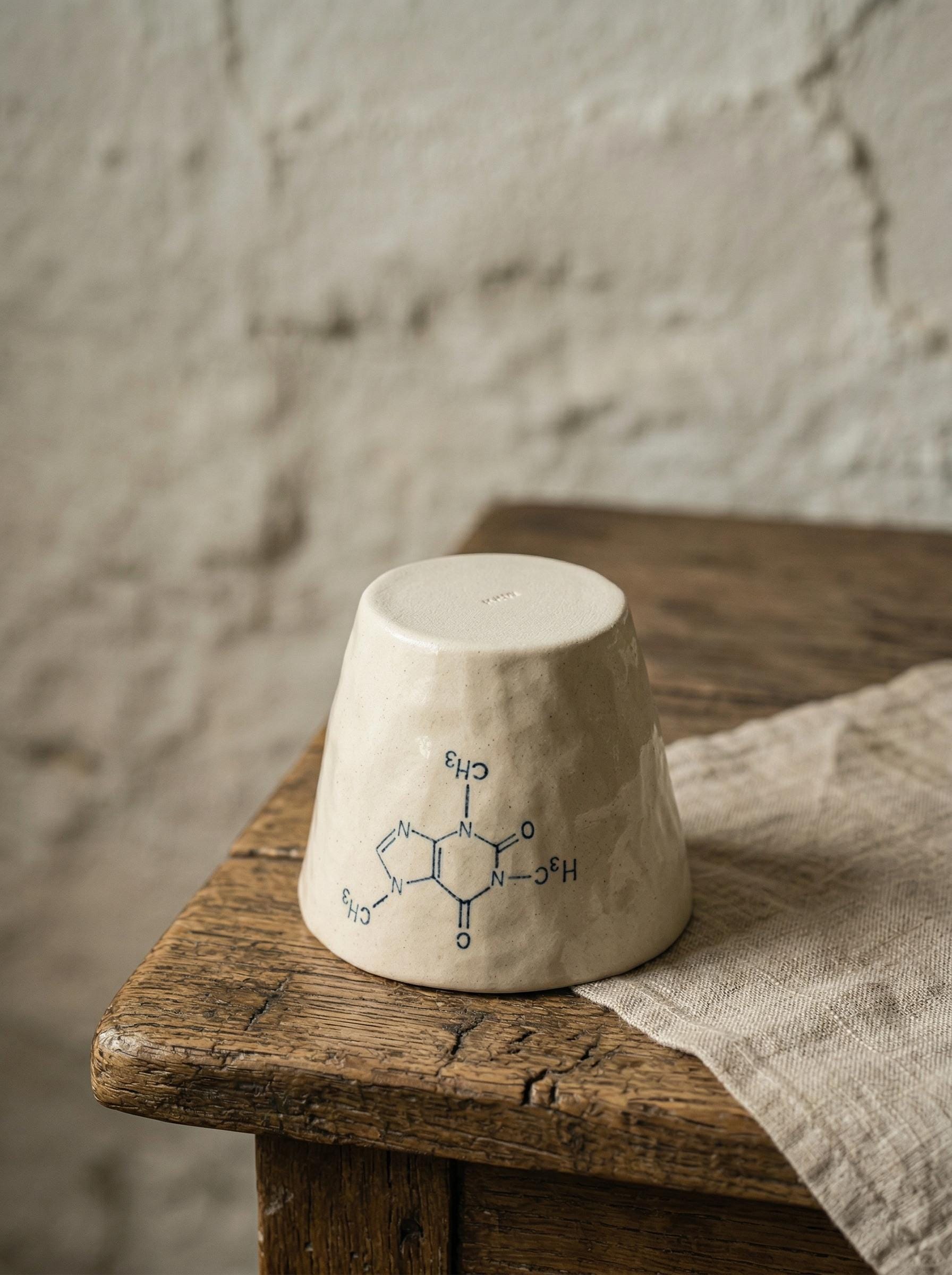 Caffeine Molecule Handbuilt Ceramic Mug 200-500ml, Handmade Chemistry Coffee Cup, Science Gift