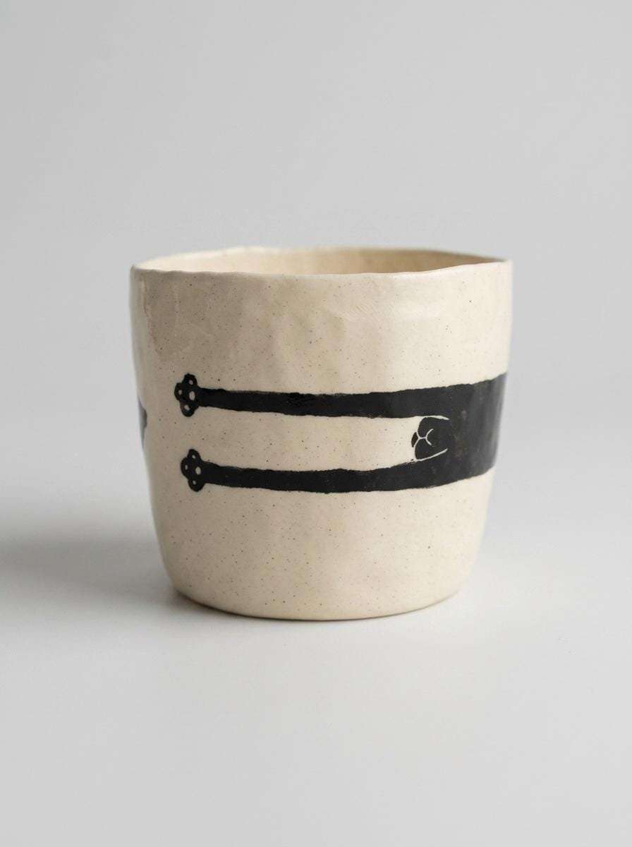 Handmade Ceramic Kitty Mug and Coaster Set